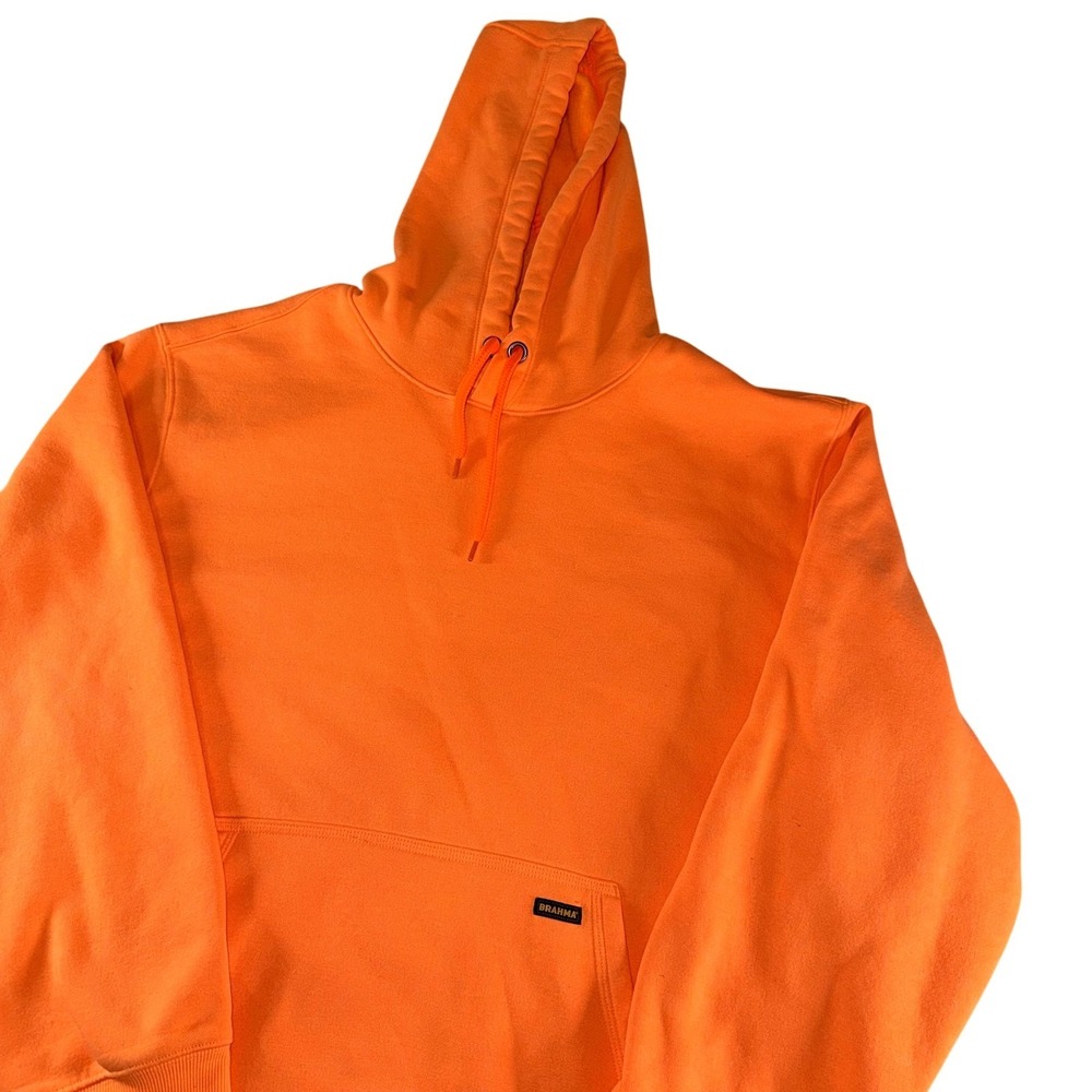 Brahma Hoodie Mens 3XL Orange Fleece Pullover Kangaroo‎ Pocket Workwear